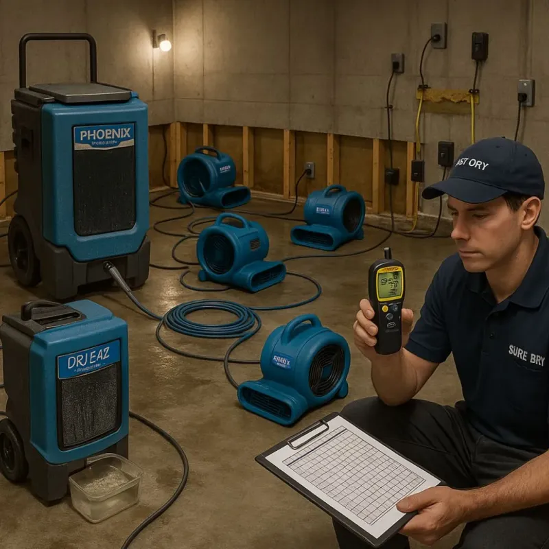 Structural Drying and Dehumidification process in Oceanside, CA